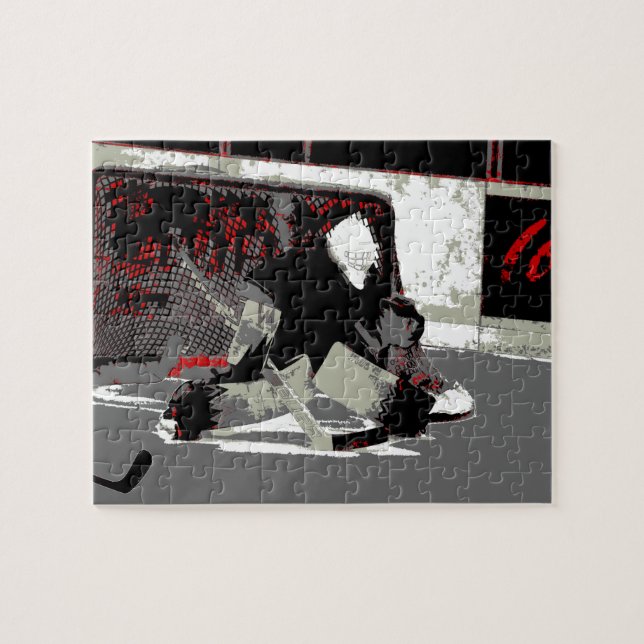 Puzzle Depósito de gol - Jugador de hockey sobre hielo (Horizontal)