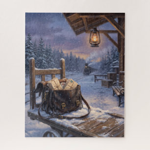 Puzzle Depósito de tren vintage Buzón de correo Navidad