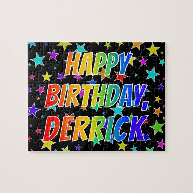 Puzzle "DERRICK" Nombre, Diversión "FELIZ CUMPLEAÑOS" (Horizontal)