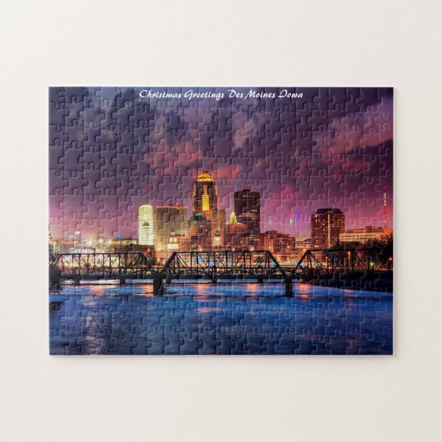 Puzzle Des Moines Iowa. Saludos de Navidad (Horizontal)