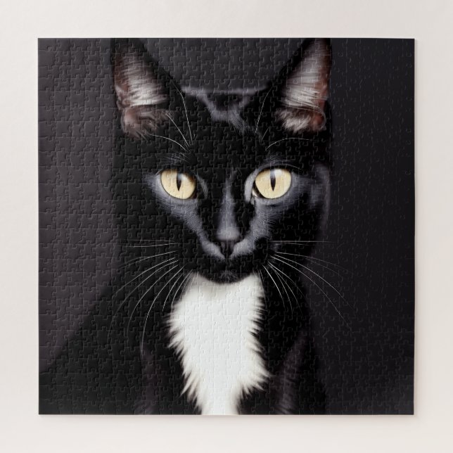 Puzzle Desafiando 676 Pieza Gato negro 20x20 cuadrado (Vertical)