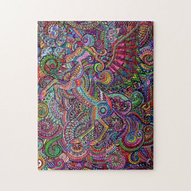 Puzzle Desafiando el arte de Jigsaw Unicorn Mandala (Vertical)