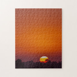 Puzzle Desafiando la puesta de sol de los árboles Naranja