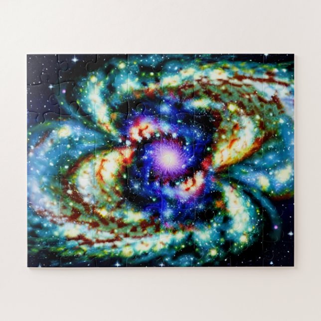 Puzzle Desafiante universo azul y violeta diversión cósmi (Horizontal)