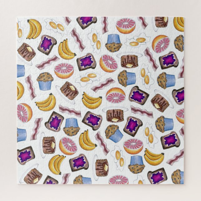 Puzzle Desayuno Alimentos Muffin Panqueque Bacon Eggs (Vertical)