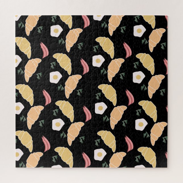 Puzzle Desayuno Jamón y Huevos Cilantro en un croissant (Vertical)