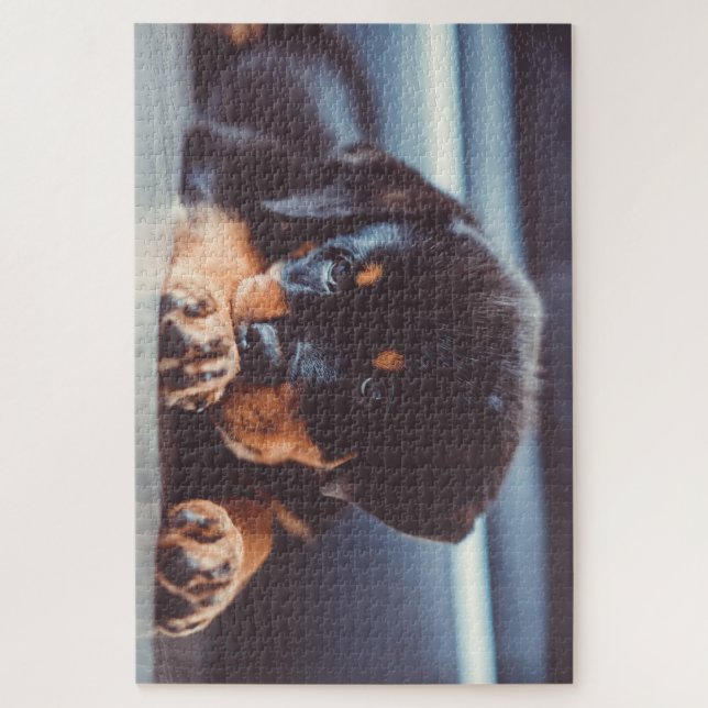 Puzzle Descanso Adorable De Perro Rottweiler (Vertical)