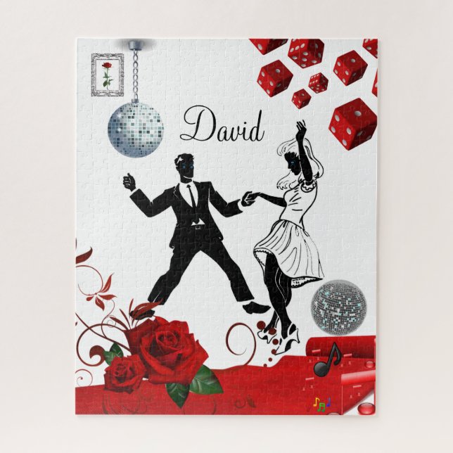 Puzzle Desconcierta los dados florales de rosa roja (Vertical)