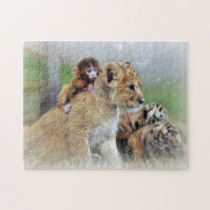 Puzzle Desconcierte con la caja de regalo/los tigres y el