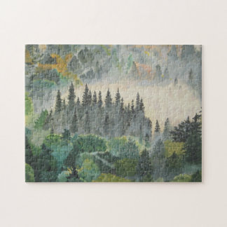 Puzzle Desconcierte el bosque en el amanecer