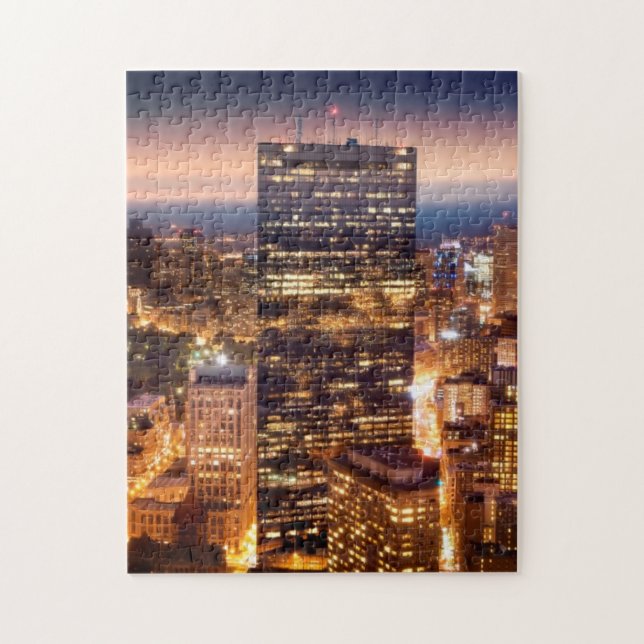 Puzzle Descripción de Boston en la noche (Vertical)