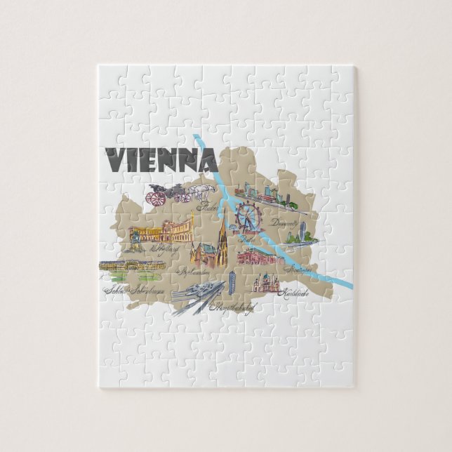Puzzle Descripción del mapa de Viena Austria (Vertical)