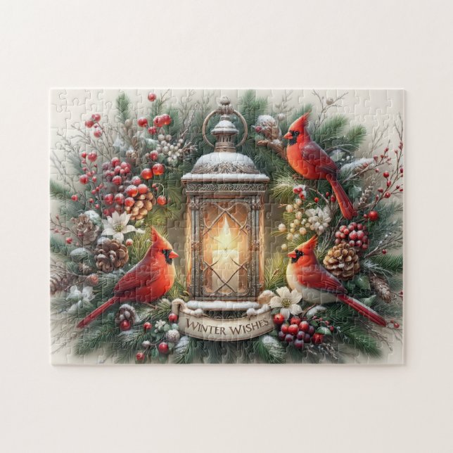 Puzzle Deseos de Invierno de Cardenales (Horizontal)