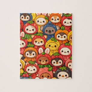 Puzzle Desfile de Amigos Frutas Chibi Animal Cute