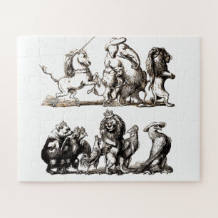 Puzzle Desfile de animales de cuento vintage: Arte de par