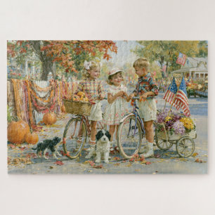Puzzle Desfile de Otoño Americano Calabazas Pintura Infan