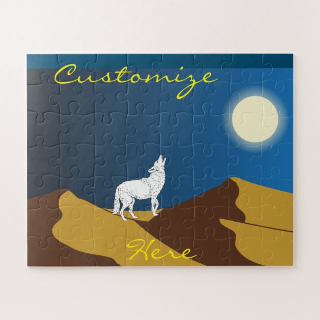 Puzzle Desierto Coyote Howling Full Moon Thunder_Cove (Horizontal)