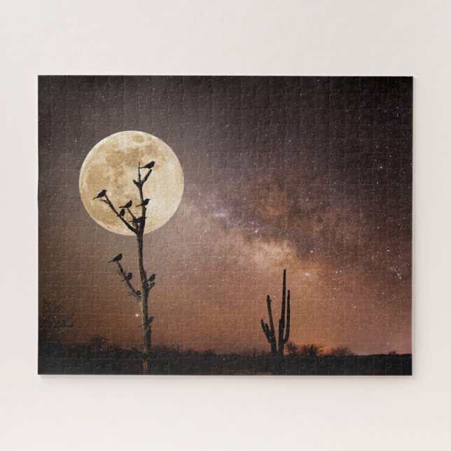 Puzzle Desiertos | Cactus de Saguaro con aves en el desie (Horizontal)