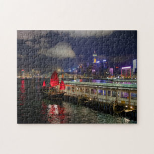Puzzle Desperdicios chinos rojos en Hong Kong en el