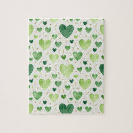 Puzzle Destello Esmeralda | Corazones de Acuarela Verdes