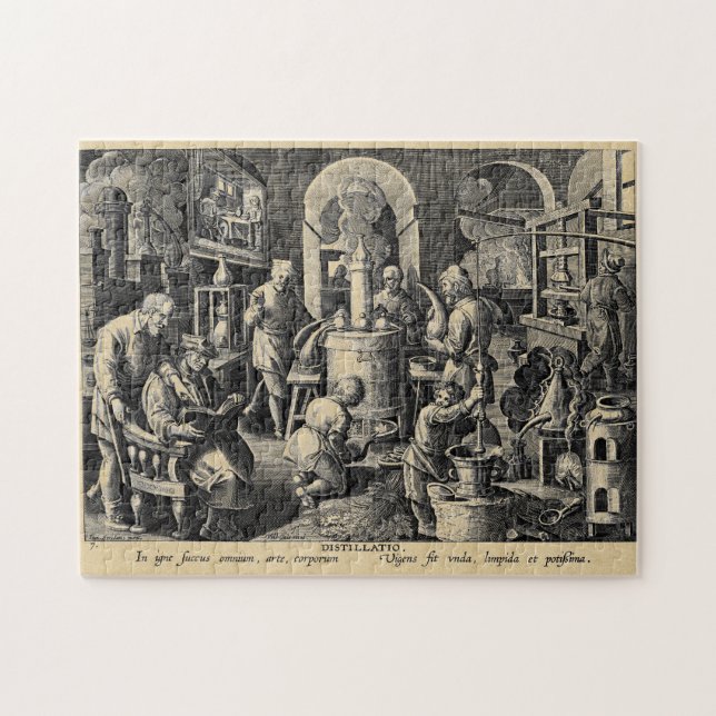 Puzzle Destilación en una sepia del laboratorio de la (Horizontal)