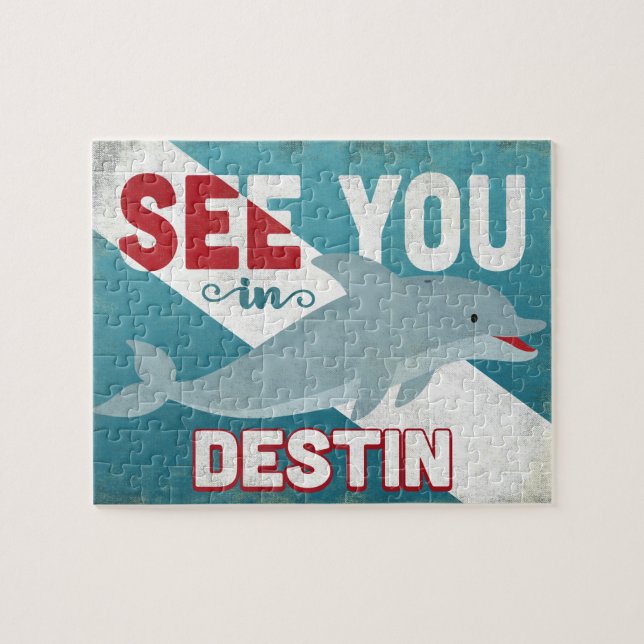 Puzzle Destin Dolphin - Viaje retro vintage (Horizontal)