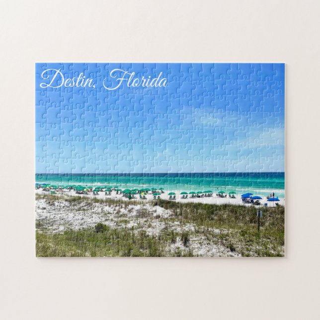 Puzzle Destin Florida Coast Beach Umbrellas Bonito Person (Horizontal)