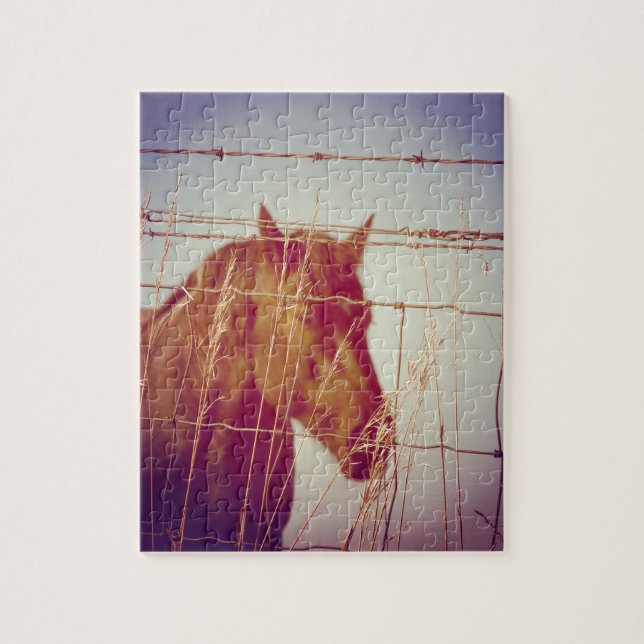 Puzzle Detrás de la cerca, caballo abstracto (Vertical)
