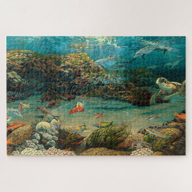 Puzzle Detrás del mar/delfines oceánicos/tortugas marinas (Horizontal)