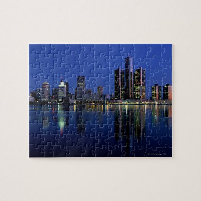 Puzzle Detroit Skyline de noche (Horizontal)