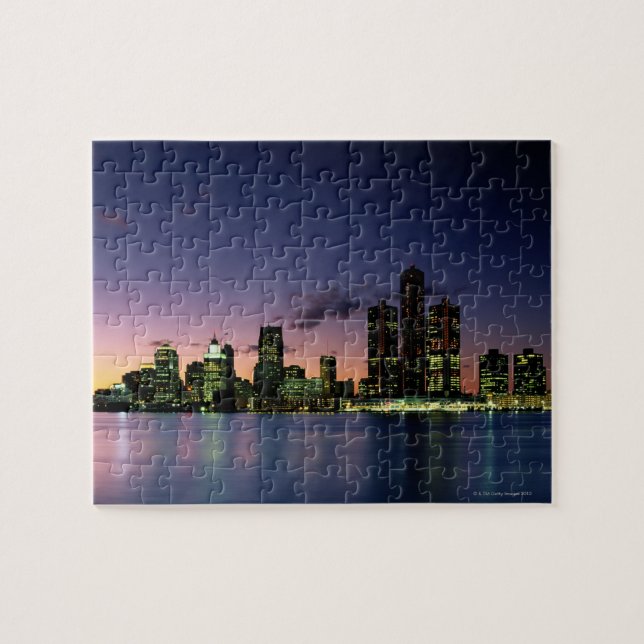 Puzzle Detroit Skyline en Dusk 2 (Horizontal)