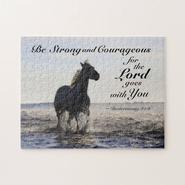 Puzzle Deuteronomio 31:6 Sé un caballo fuerte y valiente (Horizontal)