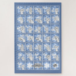 Puzzle Deutsches Fingeralphabet 4 - blau /