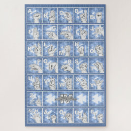 Puzzle Deutsches Fingeralphabet 4 - blau /