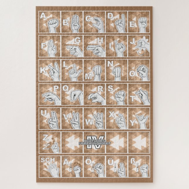 Puzzle Deutsches Fingeralphabet 4 - braun / (Vertical)