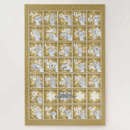 Puzzle Deutsches Fingeralphabet 4 - gelb /