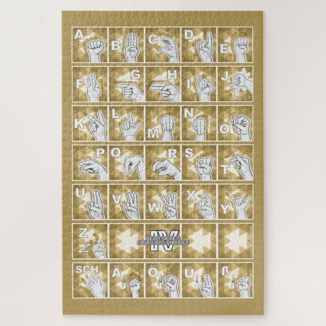 Puzzle Deutsches Fingeralphabet 4 - gelb / (Vertical)