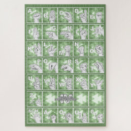 Puzzle Deutsches Fingeralphabet 4 - grün /