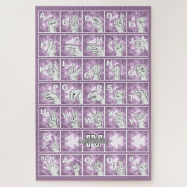 Puzzle Deutsches Fingeralphabet 4 - lavendelgrau /