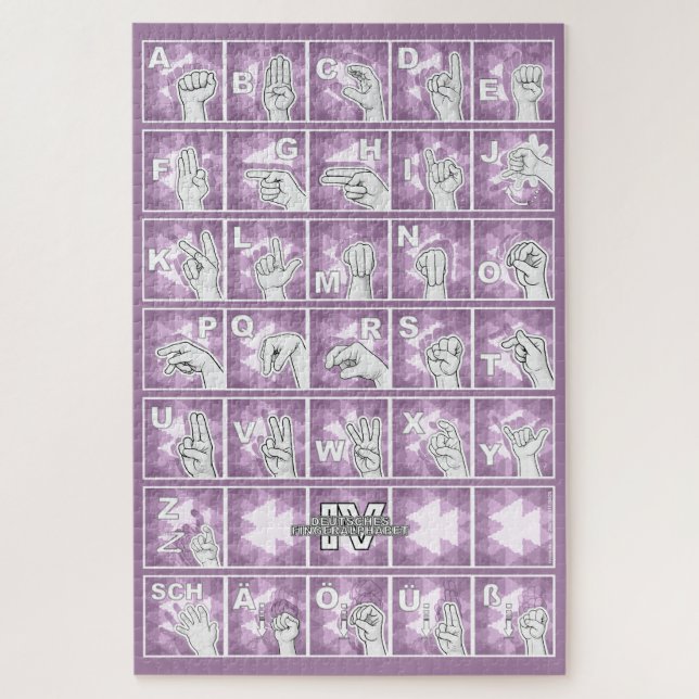 Puzzle Deutsches Fingeralphabet 4 - lavendelgrau / (Vertical)