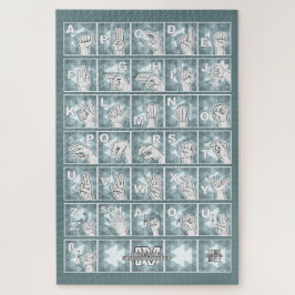 Puzzle Deutsches Fingeralphabet 4 - petrolgrau /