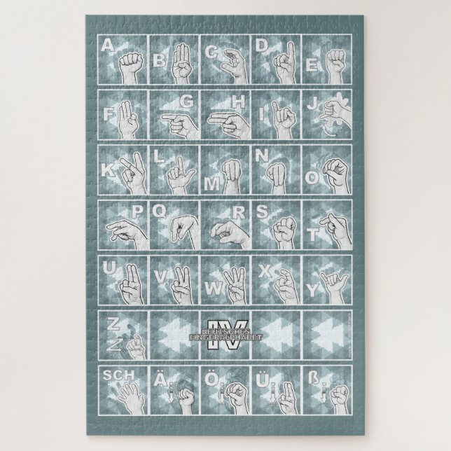 Puzzle Deutsches Fingeralphabet 4 - petrolgrau / (Vertical)