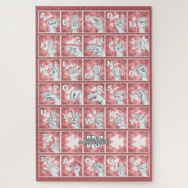 Puzzle Deutsches Fingeralphabet 4 - rot /