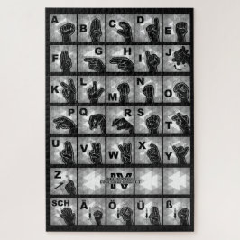 Puzzle Deutsches Fingeralphabet 4 - schwarz /