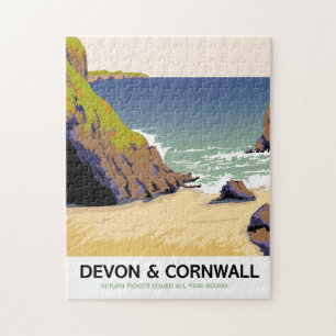 Puzzle Devon y Cornualles "viajan en tren" estilo de viaj