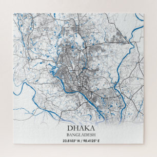 Puzzle Dhaka Bangladesh Mapa de viajes simple mínimo