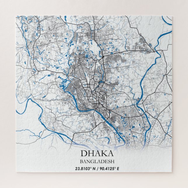 Puzzle Dhaka Bangladesh Mapa de viajes simple mínimo (Vertical)