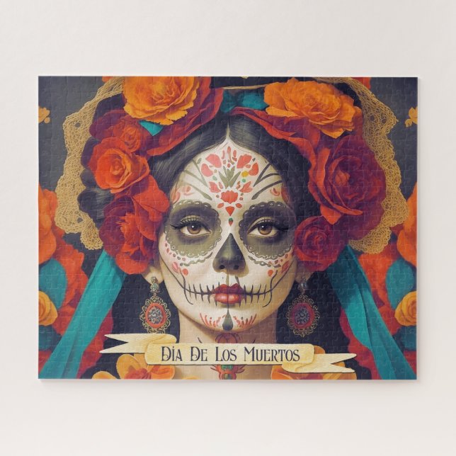 Puzzle Día De La Catrina De Los Muertos 1 Con Texto (Horizontal)
