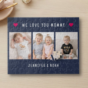 Puzzle Día de la Madre Personalizado 3 Fotos Corazones Az
