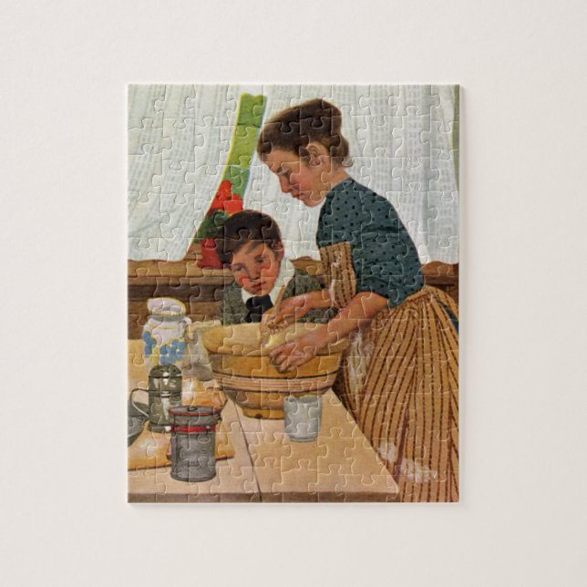 Puzzle Día de la Madre que cocina con la mamá (Vertical)